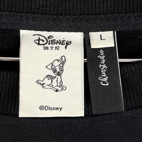 Disney X ChinStudio Bambi Oversized Black Graphic Crewneck Sweatshirt Large - Picture 3 of 9